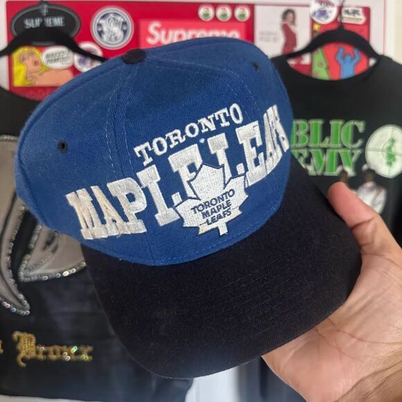 Vintage NHL Toronto Maple Leafs Tri Power Spell Out Wool Snapback Hat - Picture 2 of 5